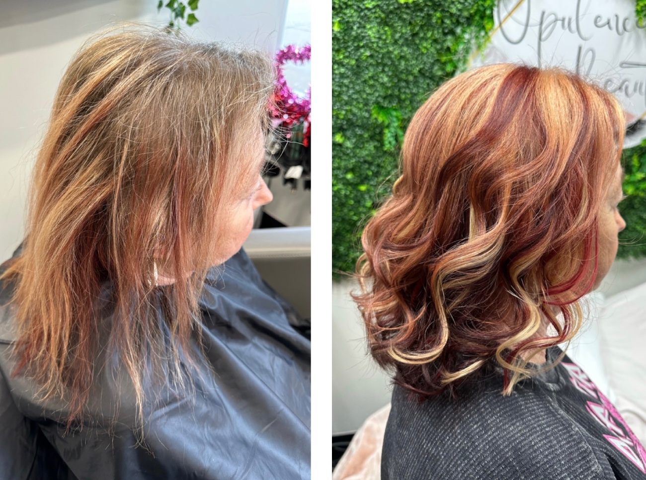 Copper and red dimensional color before and after