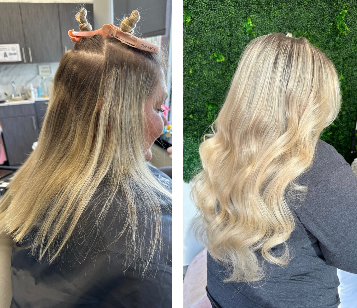 Hair extension transformation before and after