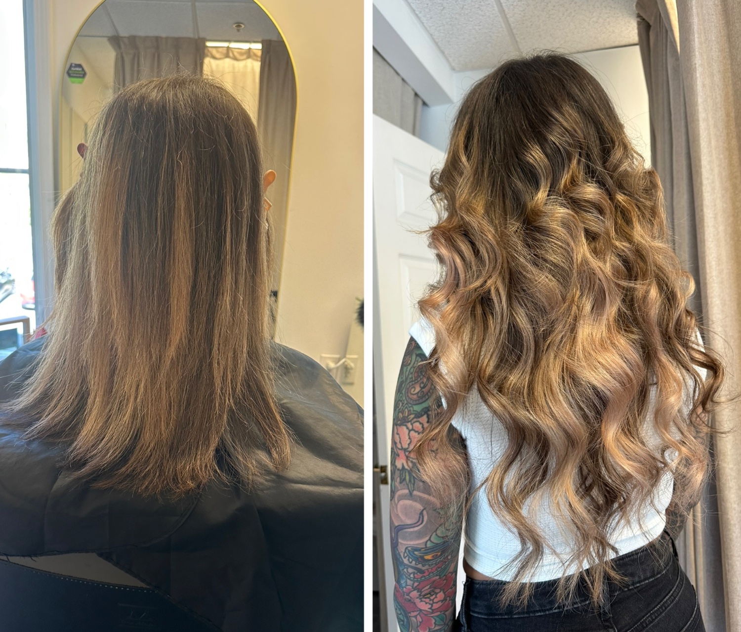Brunette balayage hair extension transformation