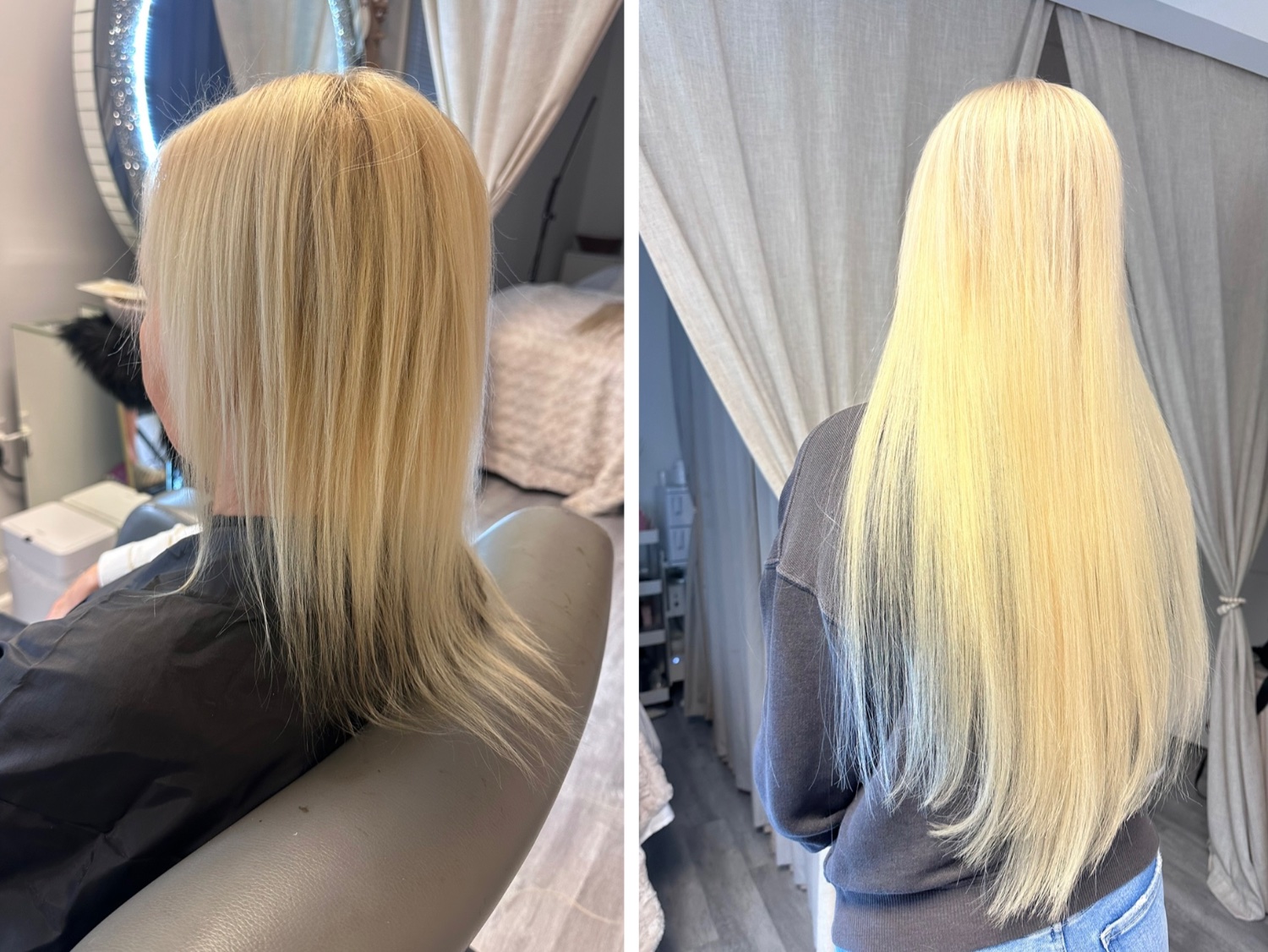 Brassy to bright blonde blonding before and after